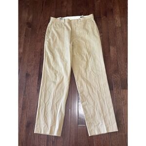 VTG Polo Ralph Lauren Pants Mens 34x30 Beige Flat Slacks Italy Fabric Relaxed